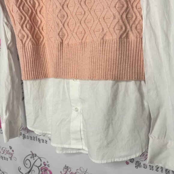Mexx Pink Knit Sweater Vest with White Shirt brand new with tags pink white - Picture 4 of 9
